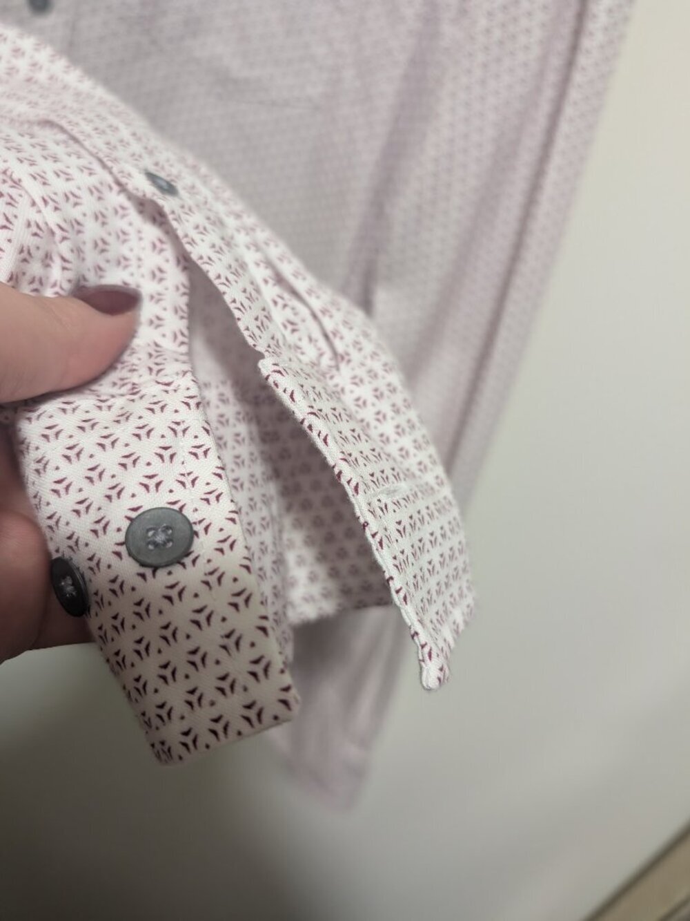 WRK | The Reworked Slim Fit Button Down In White/Burgundy Geometric - Picture 12 of 12
